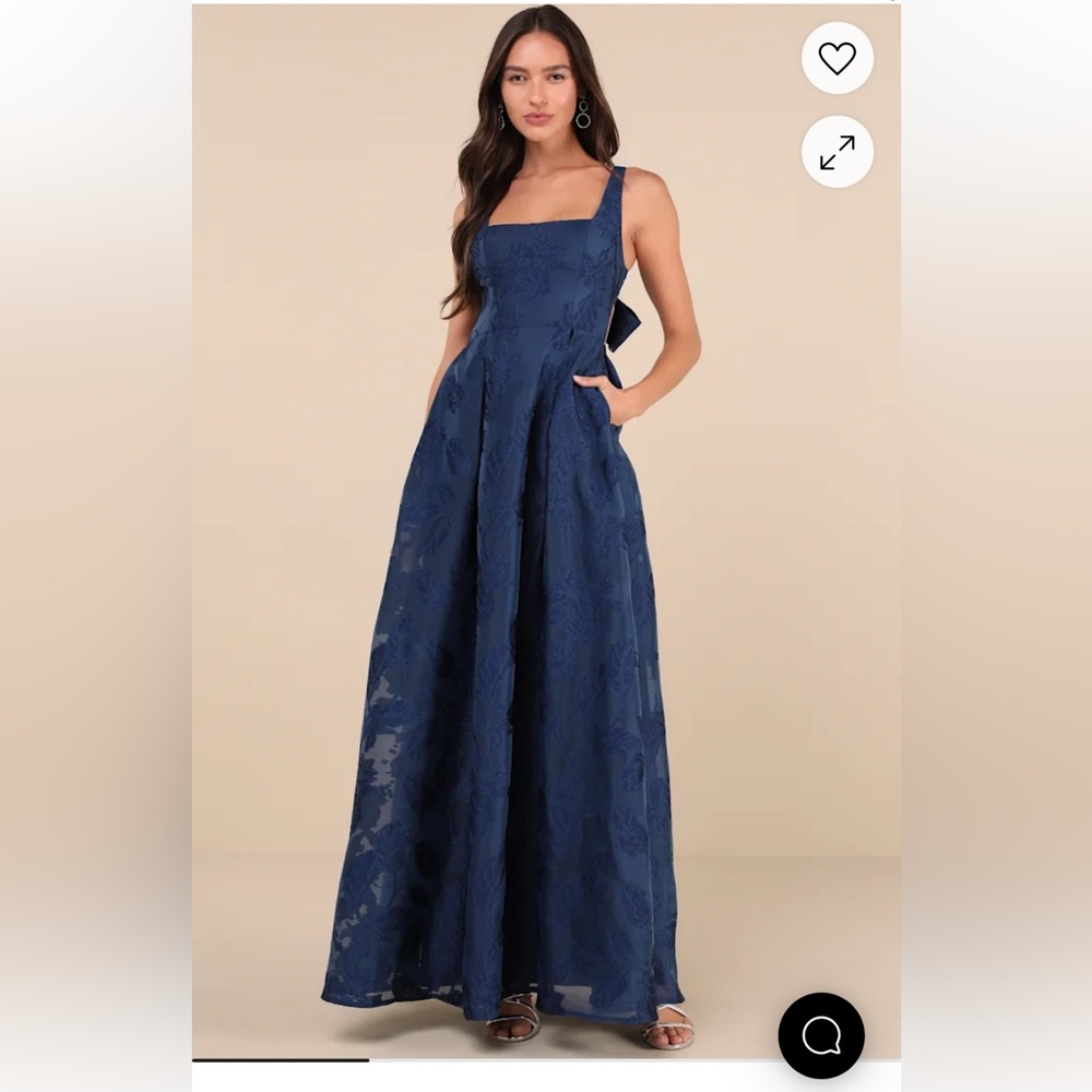 Navy Blue Floral Lulus Dress